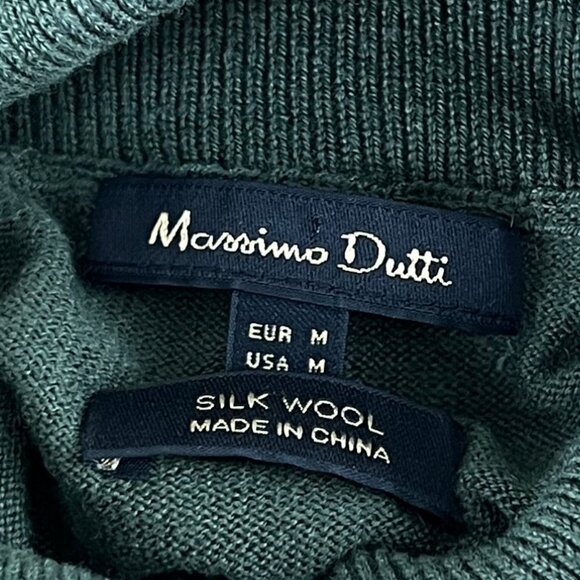 Massimo Dutti Silk Wool Thin Turtleneck Sweater Light Quiet Luxury Slytherin - Picture 4 of 10